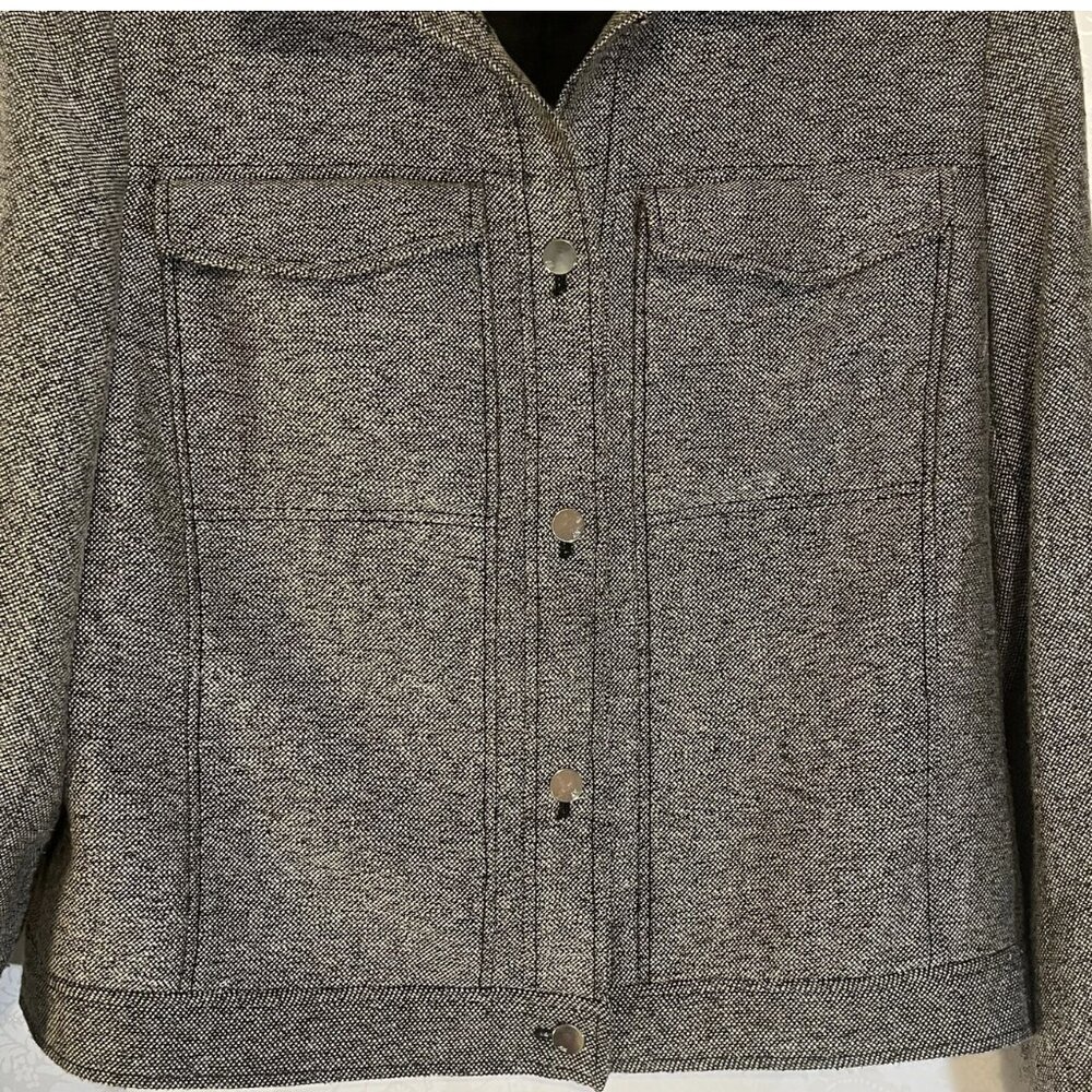 WMN 12 Anne Klein Tweed Lined Jacket Blazer Button Front Black/Gray nwot - Picture 10 of 13